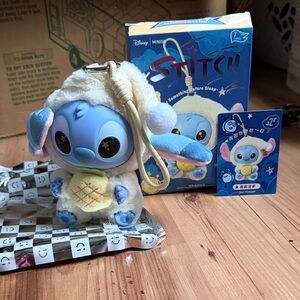 Disney Stitch Plush Keychain - Blue and Cream